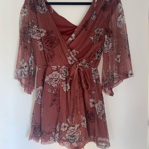 Charlotte Russe Pink Floral Romper